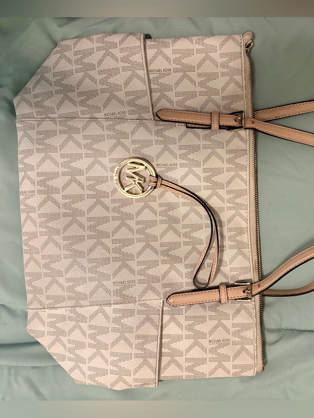 Michael Kors Light Beige Signature MK Tote